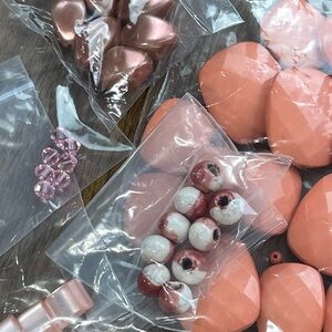 Coral and Rose Bead Mix DIY Jewelry Supplies Craft Bead Lot